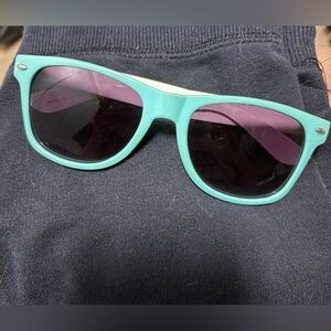 Teal Retro Sunglasses with Dark Lenses